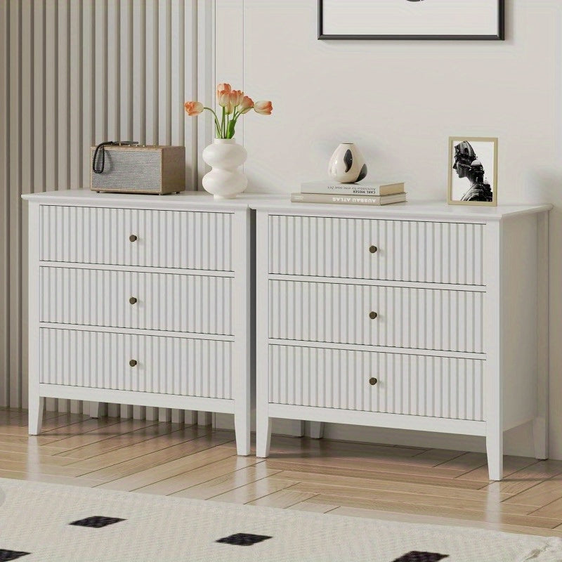 RoyalCraft Fluted Nightstands Modern Style  Ample Storage